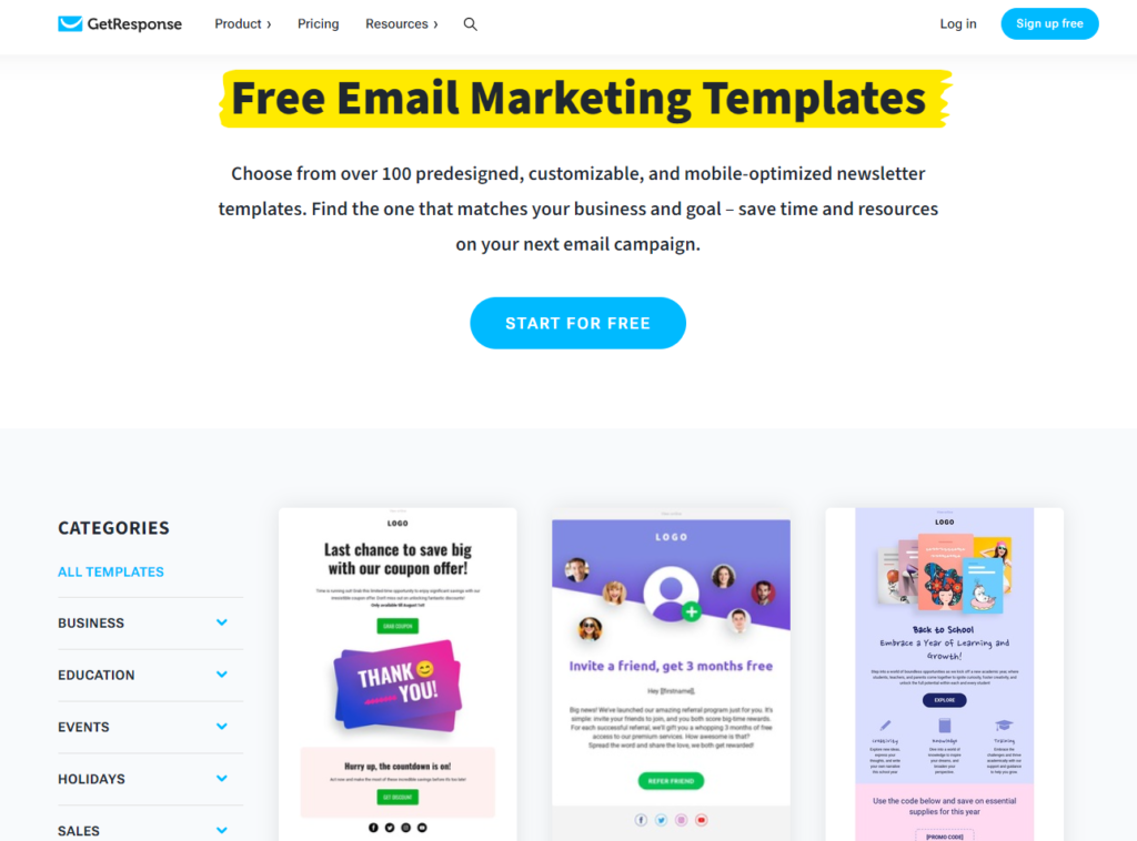 3 best free email marketing tools and services lookinglion-Getresponse Email Templates